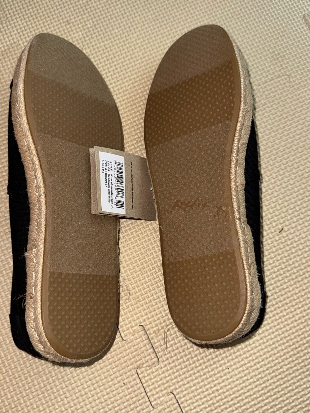 Toms Black Canvas Espadrille Slip-Ons - Picture 2 of 3